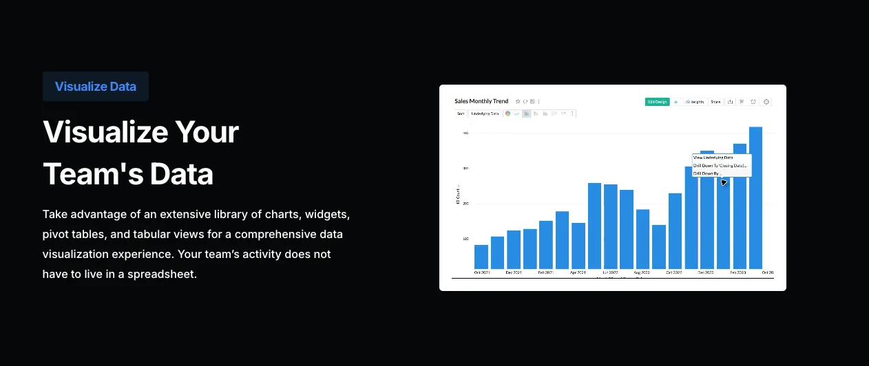 Business analytics product — interface detail